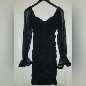 LOVE BY DESIGN “BLACK KARMA” SEXY CUTE BLACK DRESS WITH CUTE UNIQUE MESH - MED